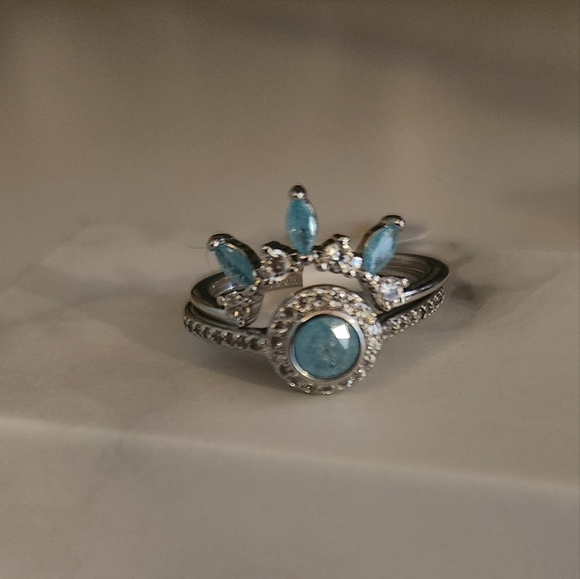 Bomb Party ring size 7 Girl Boss Unicorn RBP2191 Nwt 2 Seperate Bands Aquamarine - Picture 2 of 8